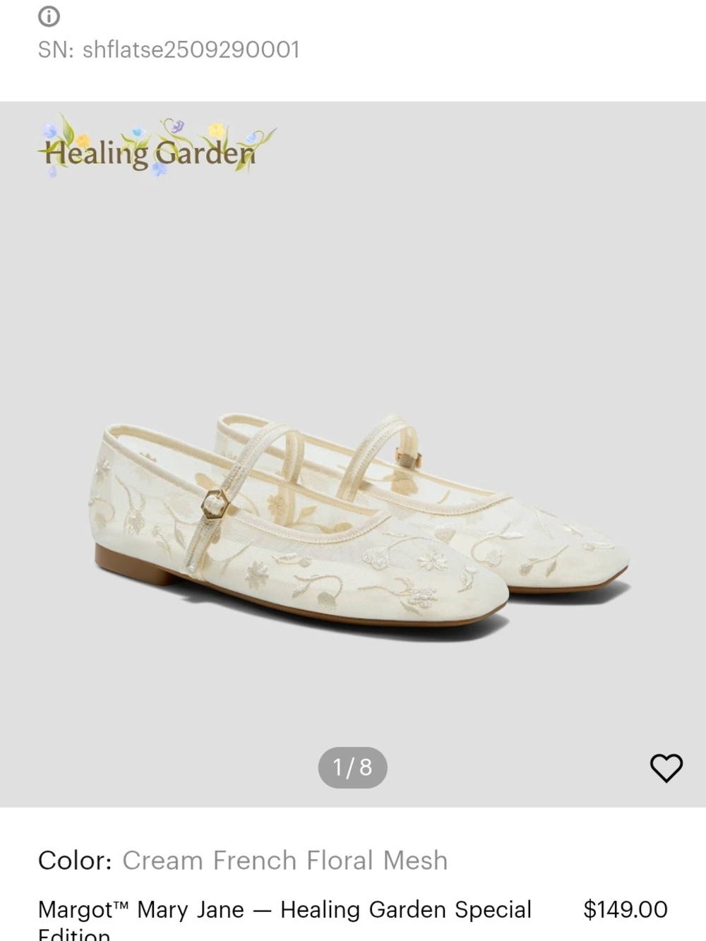 Margot Mary Jane Cream Floral Mesh Flats